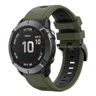 For Garmin Fenix 6 Pro GPS 22mm Two-Color Sports Silicone Watch Band(Army Green + Black)
