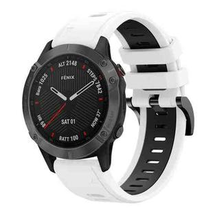 For Garmin Fenix 6 Sapphire GPS 22mm Two-Color Sports Silicone Watch Band(White+Black)