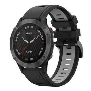 For Garmin Fenix 6 Sapphire GPS 22mm Two-Color Sports Silicone Watch Band(Black+Grey)