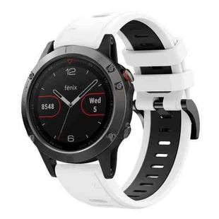 For Garmin Fenix 5 22mm Two-Color Sports Silicone Watch Band(White+Black)