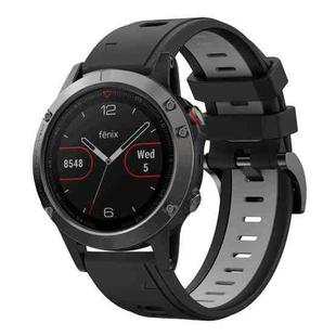 For Garmin Fenix 5 22mm Two-Color Sports Silicone Watch Band(Black+Grey)