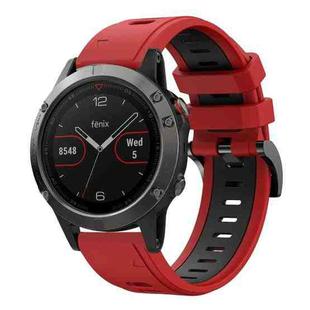 For Garmin Fenix 5 22mm Two-Color Sports Silicone Watch Band(Red+Black)