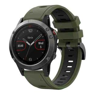 For Garmin Fenix 5 22mm Two-Color Sports Silicone Watch Band(Army Green + Black)