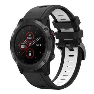 For Garmin Fenix 5 Plus 22mm Two-Color Sports Silicone Watch Band(Black+White)