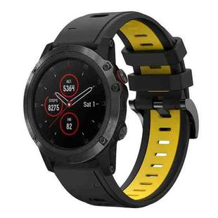 For Garmin Fenix 5 Plus 22mm Two-Color Sports Silicone Watch Band(Black+Yellow)