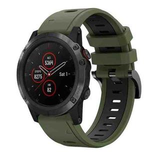 For Garmin Fenix 5 Plus 22mm Two-Color Sports Silicone Watch Band(Army Green + Black)