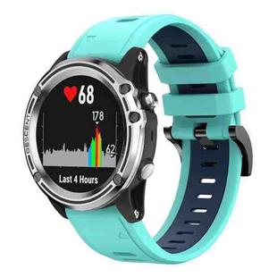 For Garmin Quatix 5 22mm Two-Color Sports Silicone Watch Band(Mint Green + Blue)