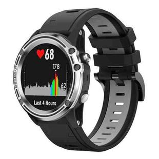 For Garmin Quatix 5 22mm Two-Color Sports Silicone Watch Band(Black+Grey)