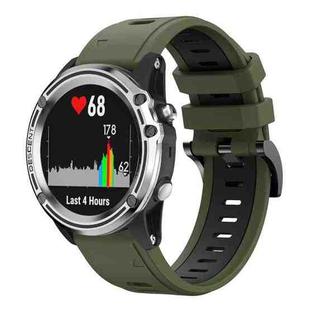 For Garmin Quatix 5 22mm Two-Color Sports Silicone Watch Band(Army Green + Black)