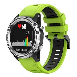 For Garmin Quatix 5 22mm Two-Color Sports Silicone Watch Band(Lime Green + Black)