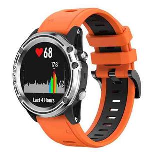For Garmin Quatix 5 Sapphire 22mm Two-Color Sports Silicone Watch Band(Orange+Black)