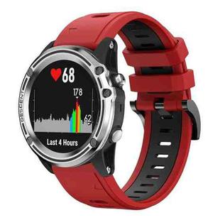 For Garmin Quatix 5 Sapphire 22mm Two-Color Sports Silicone Watch Band(Red+Black)