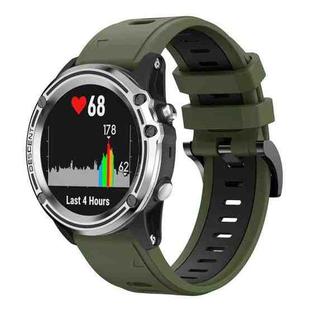 For Garmin Quatix 5 Sapphire 22mm Two-Color Sports Silicone Watch Band(Army Green + Black)
