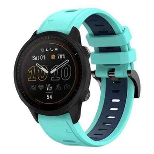 For Garmin Forerunner 955 22mm Two-Color Sports Silicone Watch Band(Mint Green + Blue)