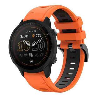 For Garmin Forerunner 955 22mm Two-Color Sports Silicone Watch Band(Orange+Black)