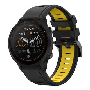 For Garmin Forerunner 955 22mm Two-Color Sports Silicone Watch Band(Black+Yellow)