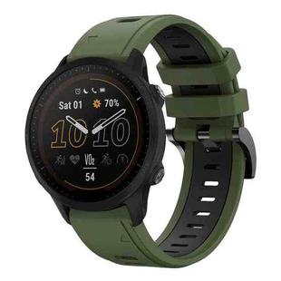 For Garmin Forerunner 955 22mm Two-Color Sports Silicone Watch Band(Army Green + Black)