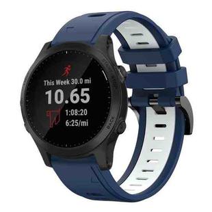 For Garmin Forerunner 945 22mm Two-Color Sports Silicone Watch Band(Midnight Blue + White)