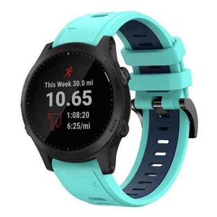For Garmin Forerunner 945 22mm Two-Color Sports Silicone Watch Band(Mint Green + Blue)