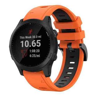 For Garmin Forerunner 945 22mm Two-Color Sports Silicone Watch Band(Orange+Black)