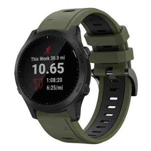 For Garmin Forerunner 945 22mm Two-Color Sports Silicone Watch Band(Army Green + Black)