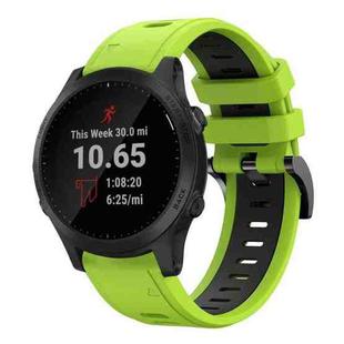 For Garmin Forerunner 945 22mm Two-Color Sports Silicone Watch Band(Lime Green + Black)