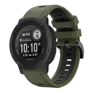 For Garmin Instinct 2 22mm Two-Color Sports Silicone Watch Band(Army Green + Black)