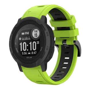 For Garmin Instinct 2 22mm Two-Color Sports Silicone Watch Band(Lime Green + Black)