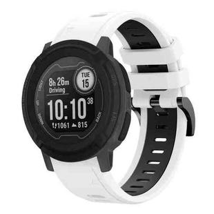 For Garmin Instinct 22mm Two-Color Sports Silicone Watch Band(White+Black)