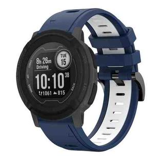 For Garmin Instinct 22mm Two-Color Sports Silicone Watch Band(Midnight Blue + White)