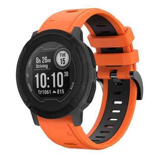For Garmin Instinct 22mm Two-Color Sports Silicone Watch Band(Orange+Black)