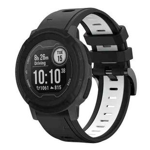 For Garmin Instinct 22mm Two-Color Sports Silicone Watch Band(Black+White)