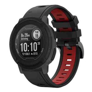 For Garmin Instinct 22mm Two-Color Sports Silicone Watch Band(Black+Red)