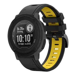 For Garmin Instinct 22mm Two-Color Sports Silicone Watch Band(Black+Yellow)