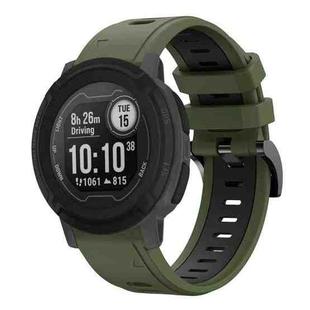 For Garmin Instinct 22mm Two-Color Sports Silicone Watch Band(Army Green + Black)