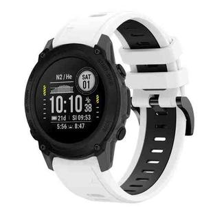 For Garmin Descent G1 22mm Two-Color Sports Silicone Watch Band(White+Black)