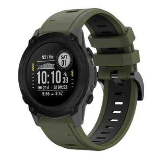 For Garmin Descent G1 22mm Two-Color Sports Silicone Watch Band(Army Green + Black)