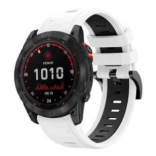 For Garmin Fenix 7X 26mm Two-Color Sports Silicone Watch Band(White+Black)
