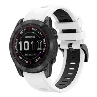 For Garmin Fenix 7X Solar 26mm Two-Color Sports Silicone Watch Band(White+Black)