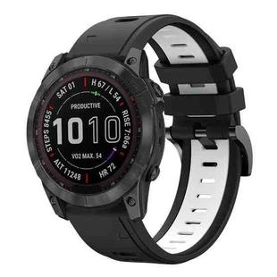 For Garmin Fenix 7X Solar 26mm Two-Color Sports Silicone Watch Band(Black+White)