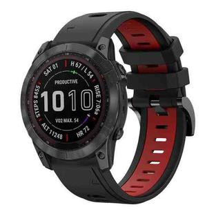 For Garmin Fenix 7X Solar 26mm Two-Color Sports Silicone Watch Band(Black+Red)