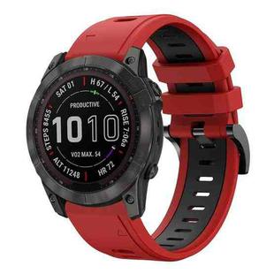 For Garmin Fenix 7X Solar 26mm Two-Color Sports Silicone Watch Band(Red+Black)