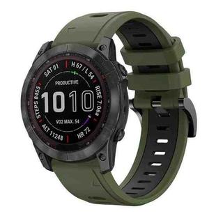 For Garmin Fenix 7X Solar 26mm Two-Color Sports Silicone Watch Band(Army Green + Black)