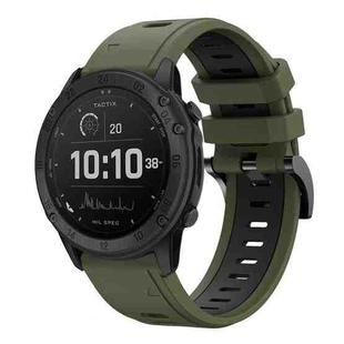 For Garmin Tactix Delta 26mm Two-Color Sports Silicone Watch Band(Army Green + Black)