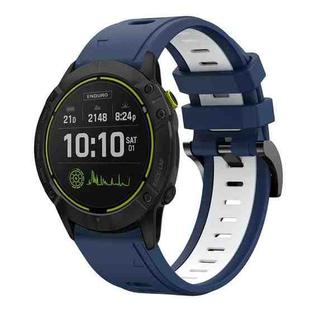 For Garmin Enduro 26mm Two-Color Sports Silicone Watch Band(Midnight Blue + White)