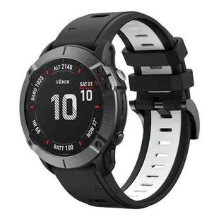 For Garmin Fenix 6X 26mm Two-Color Sports Silicone Watch Band(Black+White)