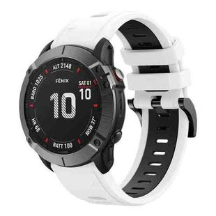 For Garmin Fenix 6X Pro 26mm Two-Color Sports Silicone Watch Band(White+Black)