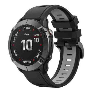 For Garmin Fenix 6X Sapphire 26mm Two-Color Sports Silicone Watch Band(Black+Grey)