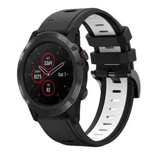 For Garmin Fenix 5X Sapphire 26mm Two-Color Sports Silicone Watch Band(Black+White)