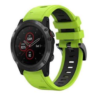 For Garmin Fenix 5X Sapphire 26mm Two-Color Sports Silicone Watch Band(Lime Green + Black)